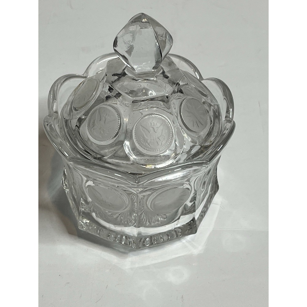 Fostoria Coin Glass Sugar Bowl Clear With Lid Made in USA